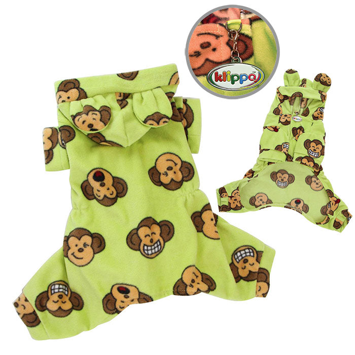 Silly Monkey Fleece Hooded Pajamas - Lime